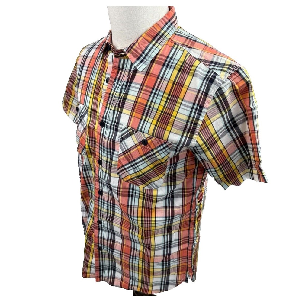 Levi's Plaid Vintage Retro Multicolor Short‎ Sleeve Shirt Mens Size Medium